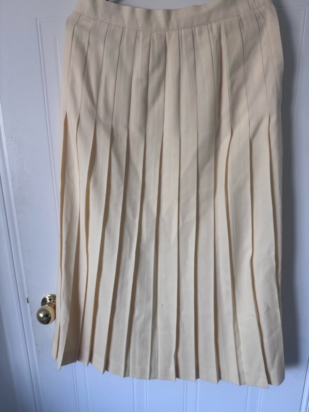 Christian Dior Cream Pleated Midi Skirt wool size 14